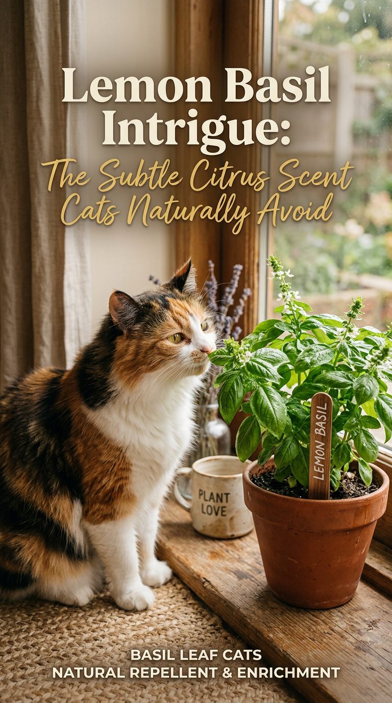 Is Basil Leaf Safe for Cats? 10 Crucial Facts & Vet Tips 4 basil leaf cats - Lemon Basil Intrigue: The Subtle Citrus Scent Cats Naturally Avoid (AI Generated Image)