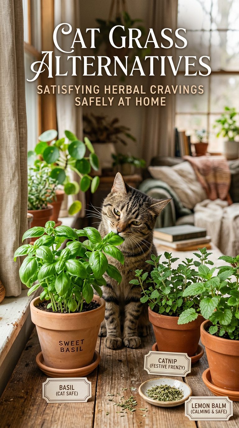 Is Basil Leaf Safe for Cats? 10 Crucial Facts & Vet Tips 9 basil leaf cats - Cat Grass Alternatives: Satisfying Herbal Cravings Safely at Home (AI Generated Image)