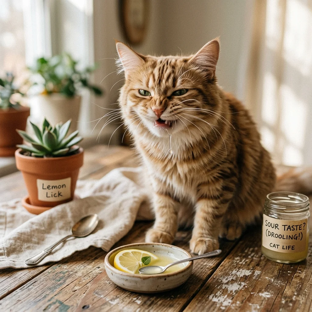 cat drooling Bitter Taste Reaction to Medications or Pest Products (AI Generated Image)