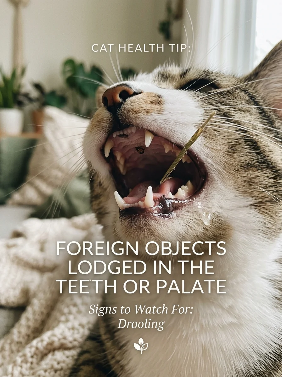 cat drooling Foreign Objects Lodged in the Teeth or Palate (AI Generated Image)