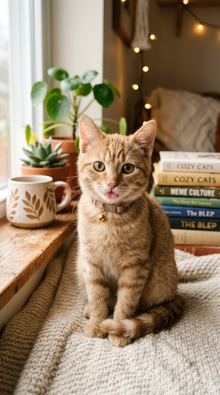 30 Unapologetically Chaotic Cat Memes for Pet Parents 17 cat memes - The Blep Tongue Stick-Out Disconnect (AI Generated Image)