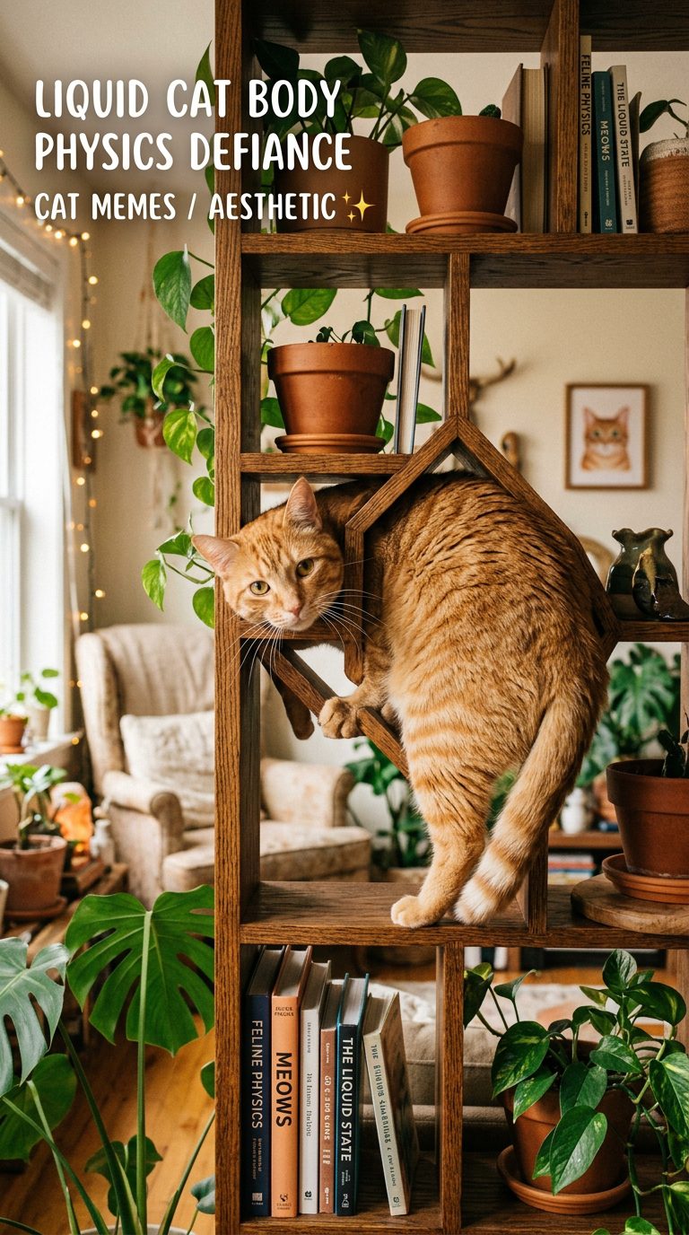 30 Unapologetically Chaotic Cat Memes for Pet Parents 21 cat memes - Liquid Cat Body Physics Defiance (AI Generated Image)